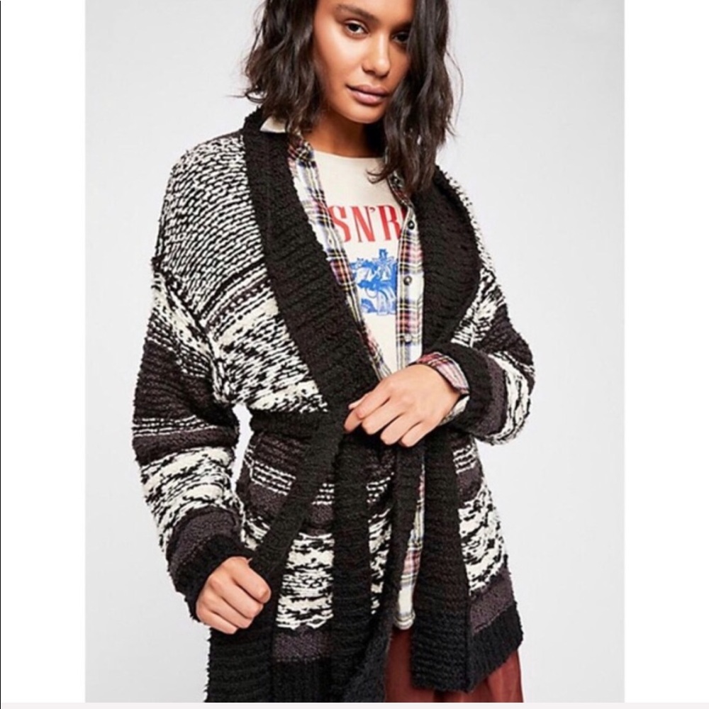 NWOT Free People Knit Oversize Tie Waist Cardigan